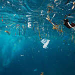 Plastic trash & garbage underwater off Cebu Island, Philippines.